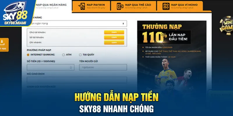 Hướng dẫn nạp tiền SKY88 bằng PayWin